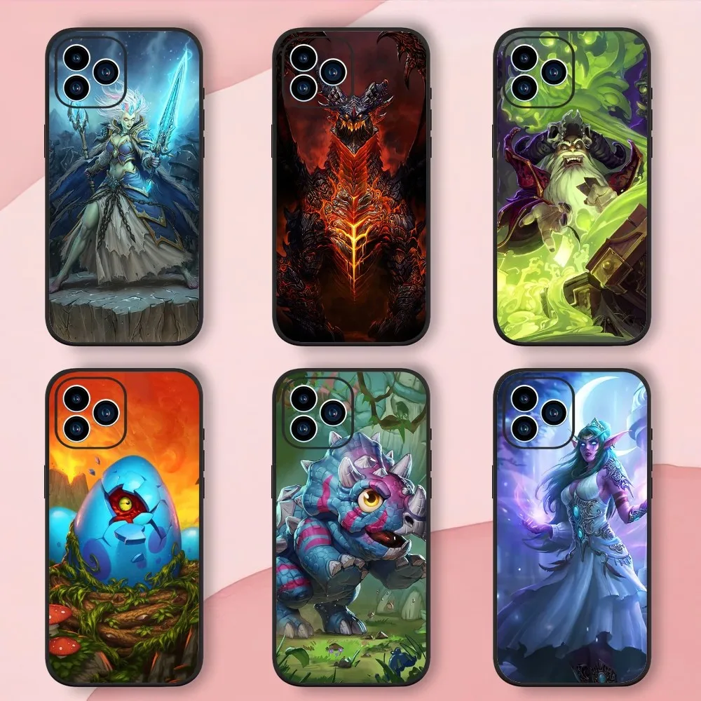 Game H-Hearthstone Heroes of Warcrafts Phone Case For iphone13 12 11 14 15 Pro Max XS Max XR X 14 15Plus Black Soft  Cover