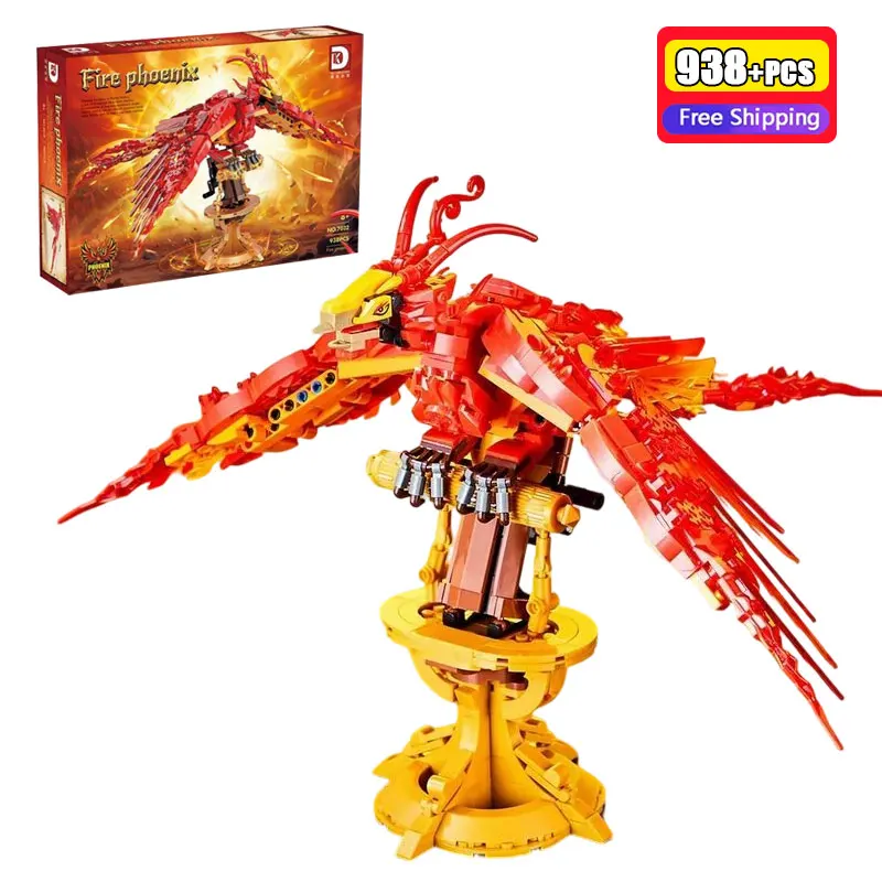 

938PCS 2-In-1 Fire Phoenix Transformation Building Blocks MOC Animal Model DIY Creative Bricks Toy For Kids Adults Holiday Gift