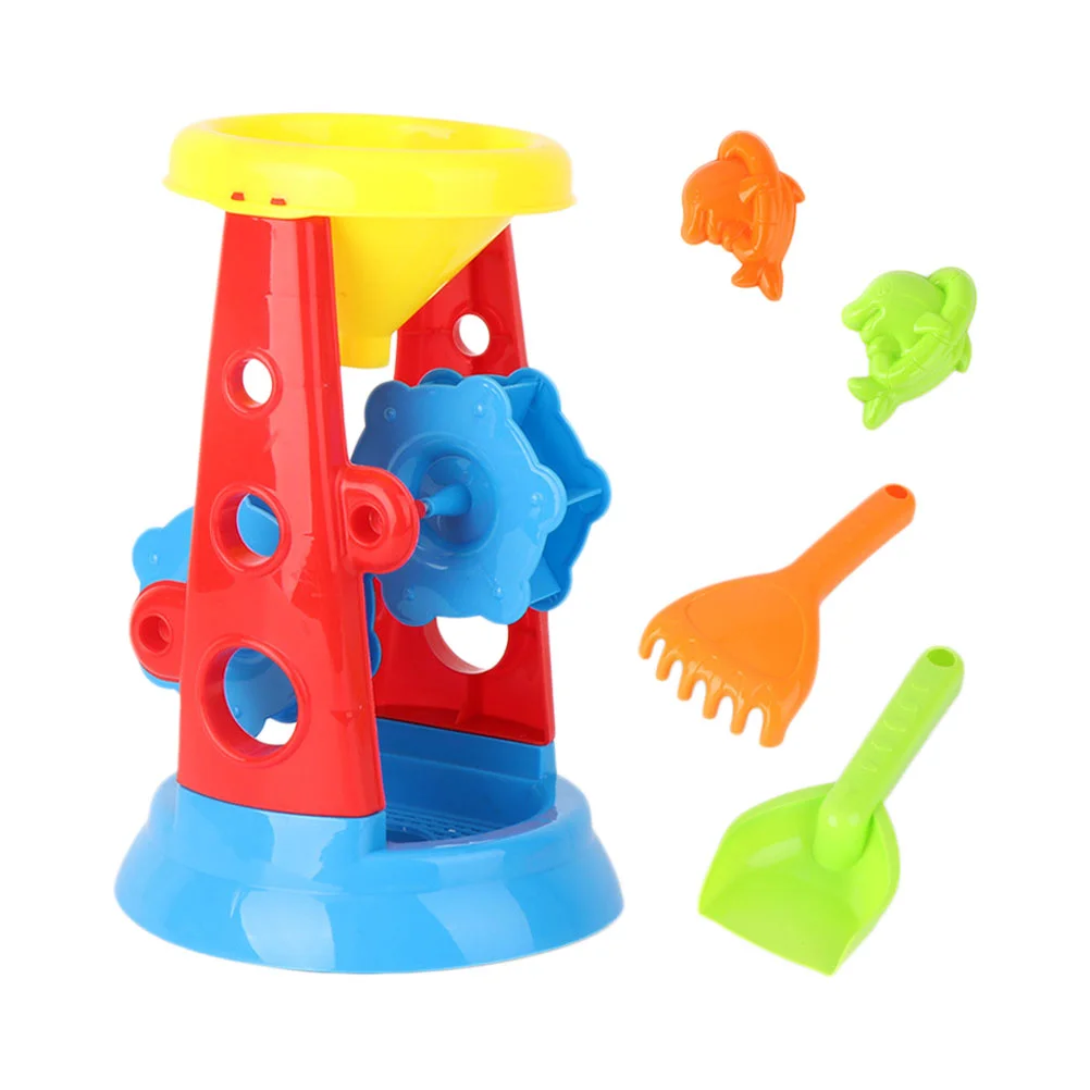 

5 PCS Beach Toys Sand Clock Bucket Waterwheel Kids Playing Child Toddler