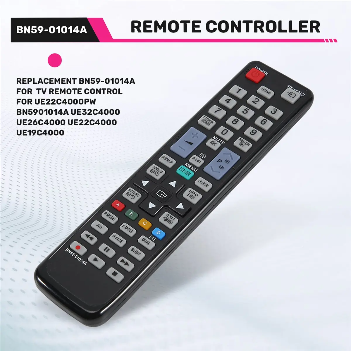 (A26M) Replacement BN59-01014A for Samsung TV Remote Control for UE22C4000PW BN5901014A UE32C4000 UE26C4000 UE22C4000 UE19C4000