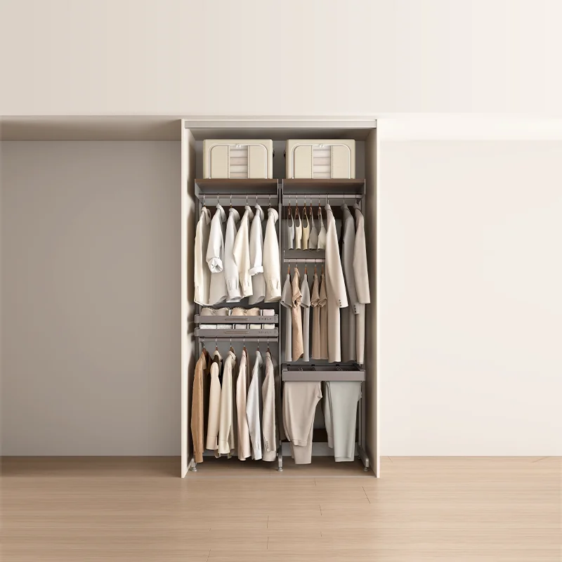 Modern Durable Aluminium Alloy Adjustable Freestanding Hanging Wardrobe For Bedroom Living Room Hotel Villa | Open Frame Design