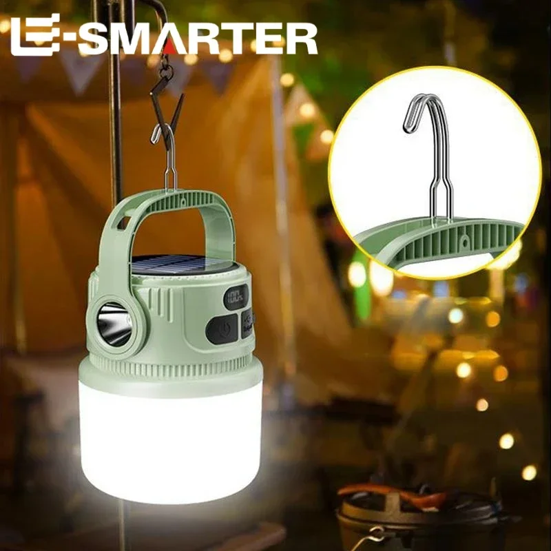 Portable LED Camping Flashlight Rechargeable LED Camping Solar Rechargeable Lantern Waterproof Outdoor Supplies Lightweight Tent