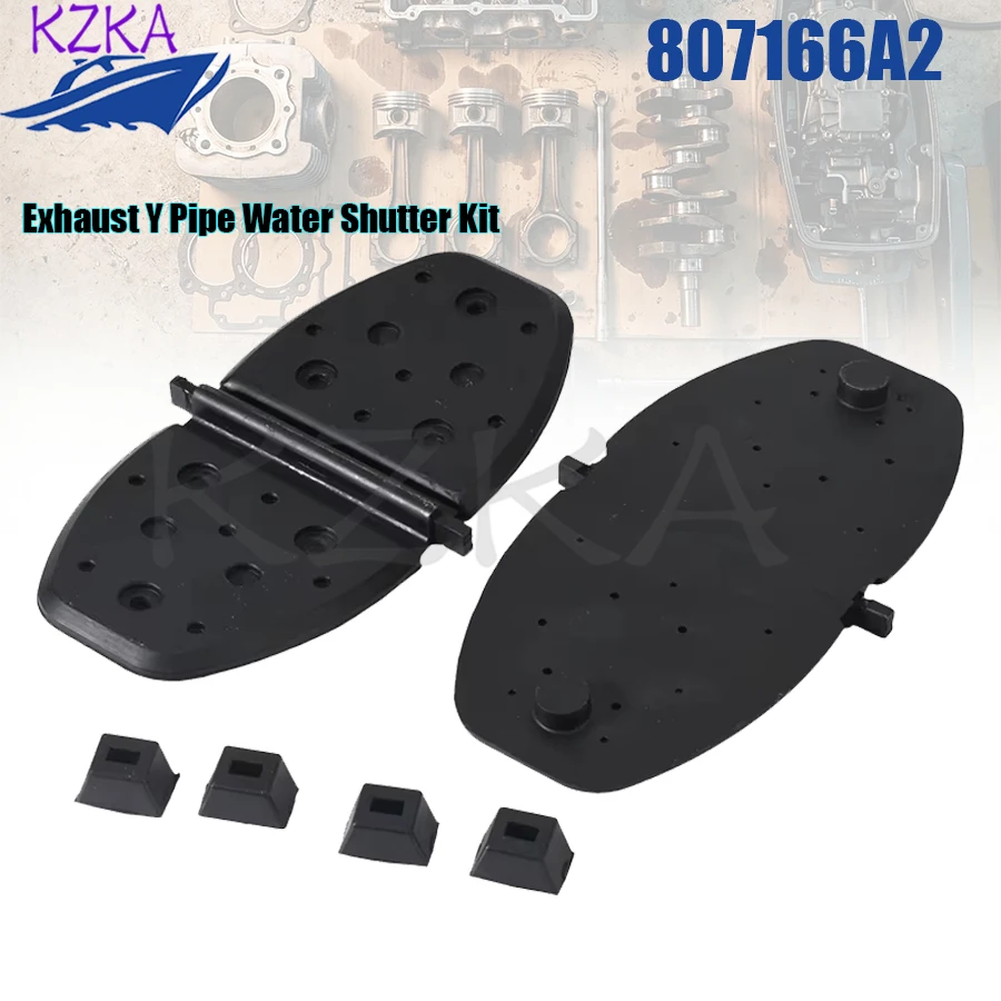 2Pcs 807166A2 Exhaust Y Pipe Water Shutter Flappers W/Grommets Replaces for Mercruiser 807166A2 V6Marine