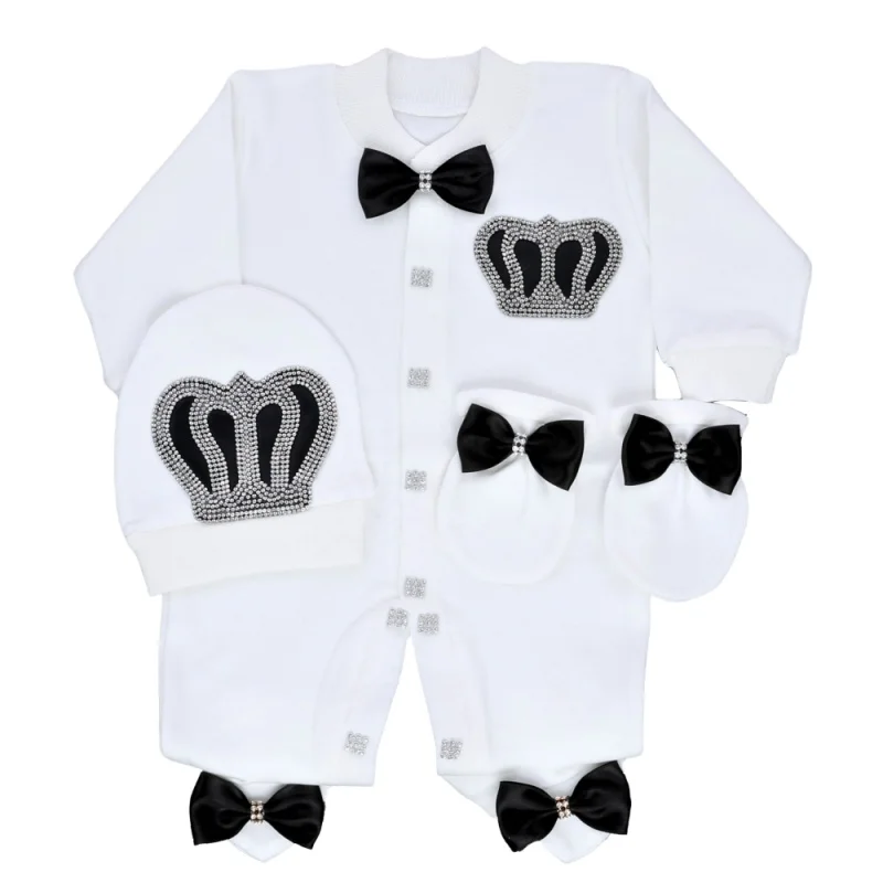 Lilax baby Boys Suit Set, Formal wear and Matching Bowtie 3Piece crown jewelry cotton coming home luxury outfit