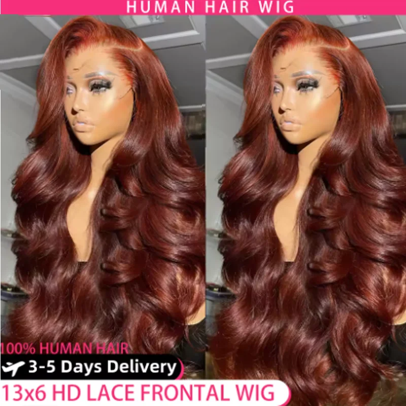 

Красновато-коричневый 13x4 Объемная волна Кружевные фронтальные парики Человеческие волосы 13x6 Hd Парики из натуральных волос Предварительно выщипанные парики с застежкой 5x5