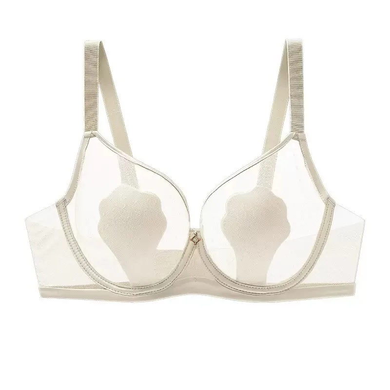Women\'s Ultra-Thin Cat Claw Cup Bra Sexy Pure Desire French Style Soft Steel Ring Anti-Sagging Underwear for Large Chest