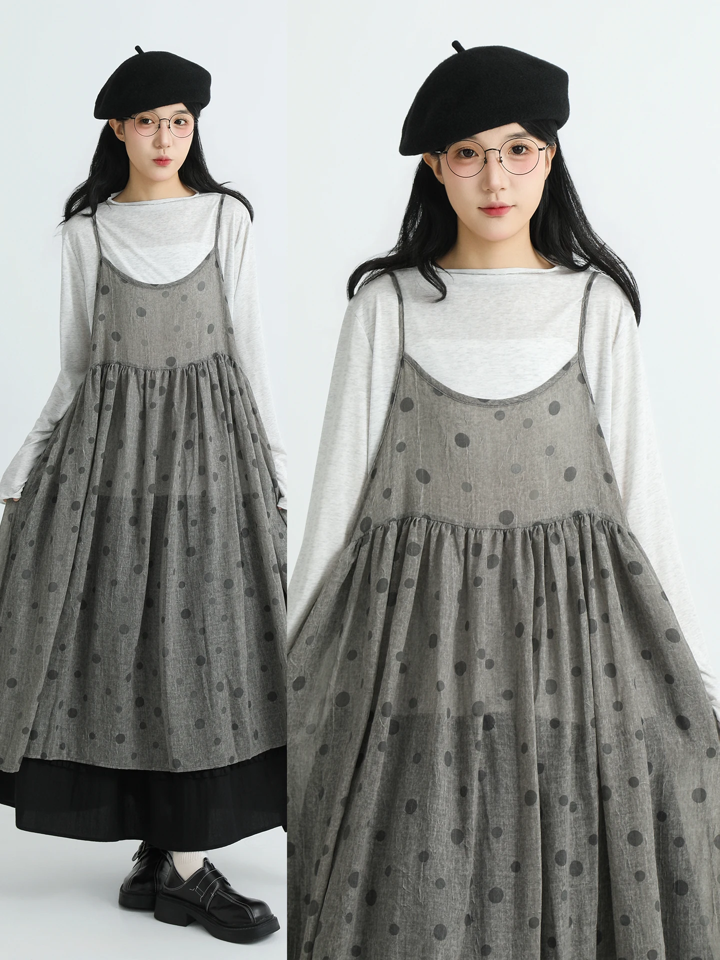 

Женское платье BOUREN в горошек на бретельках, в стиле кантри, для ранней весны, красивое, хлопковое, повседневное, удобное, А-силуэт