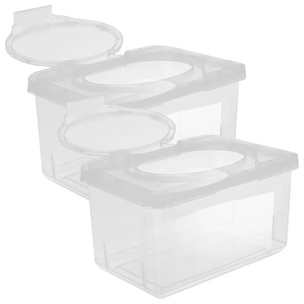 

2pcs Cleansing Towel Box Clear Refillable PP Material Bathroom Travel Size Storage Baby Wipes Holder Diaper Dispenser