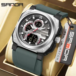 SANDA G Style Military Men Digital Sports Watches Threeplace Time Waterproof Countdown LED Electronic Quartz Wristwatch Male New