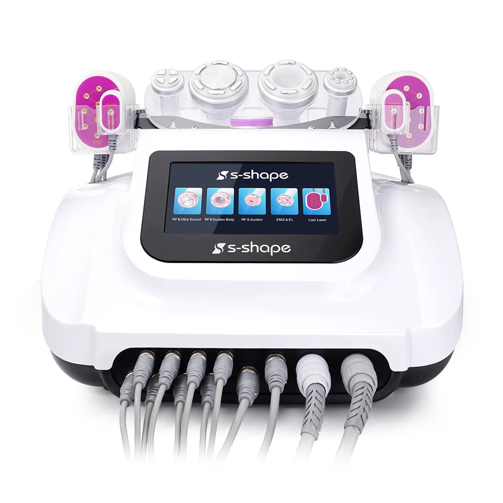 S Shape Ultrasonic 30K Vacuum Cavitation Machine Lipo EMS EL Facial Messager Body Face Care Multifunction Slim Machine