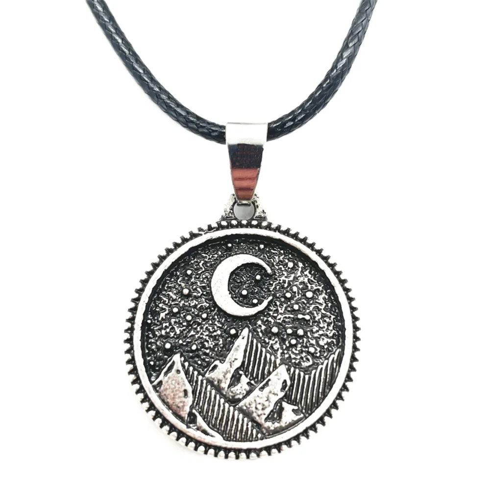 New Arrival Moon Star Camping Jewelry Adventurer Badge Mountains Landscapes Pendants Necklaces For Women Christmas Gifts 2022
