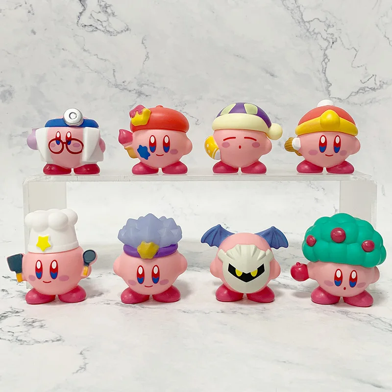 8 stks/set Game Kirby Q Versie kawaii Mini Action Figure PVC model Standbeeld Speelgoed Bureau Decor Taart accessoires Geschenken