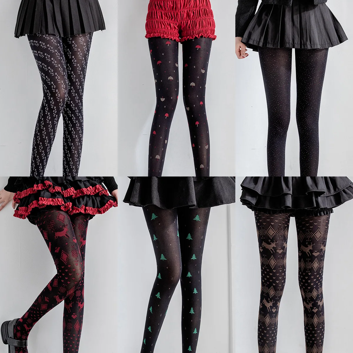 

Женские рождественские колготки с изображением елки и оленя, жаккардовые колготки с принтом в стиле ретро, женские сетчатые рождественские аксессуары для одежды, длинные носки