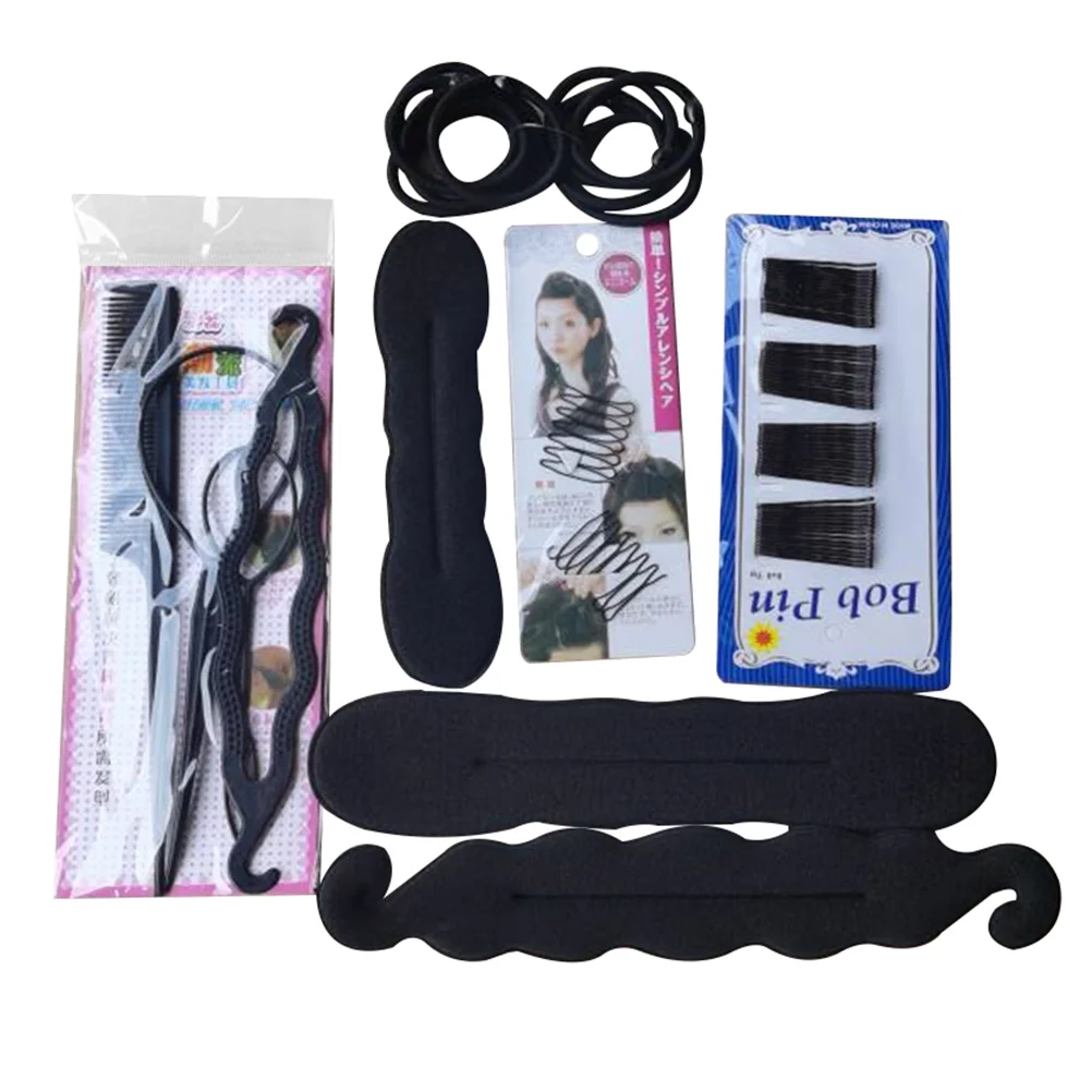 

Modelling Tool Kit Styling Curler Bun Maker Tools Ponytail Holder Braiding Supplies Hair Styling DIY Accessories For Women Girls