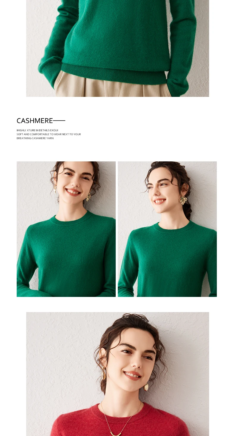 Damen 100% Reiner Kaschmir-Pullover 2026 Herbst Winter Rundhals Langarm Warm Weich Gestrickter Pullover Neue Strick-Oberteile Damenkleidung – Detail 23