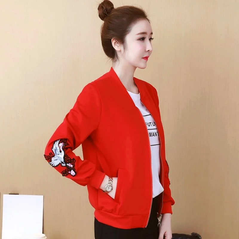 

Бейсбольная куртка унисекс, женская весна-осень 2025 года, короткая легкая свободная утягивающая верхняя одежда с вышивкой