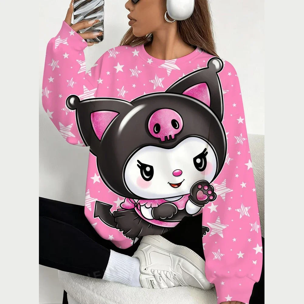 Women Hoodies Halloween Hello Kitty Print Sweatshirt Women Fashion Crew Neck Pullover Hoodie Hello Kitty Female Coat