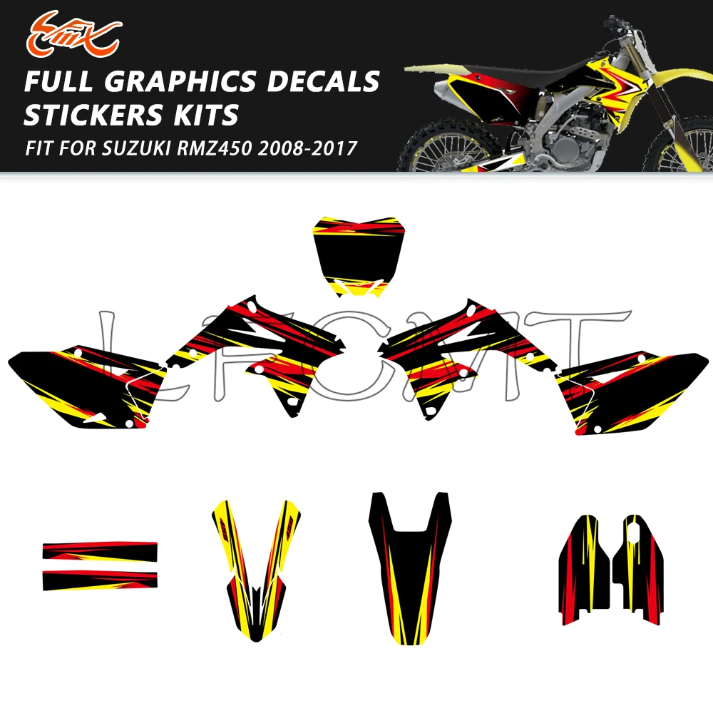 

Набор графических наклеек для декора мотоцикла, подходящий для SUZUKI RMZ450 RM-Z450 RMZ 450 2008-2017 2016 2015 2014 2013 2012