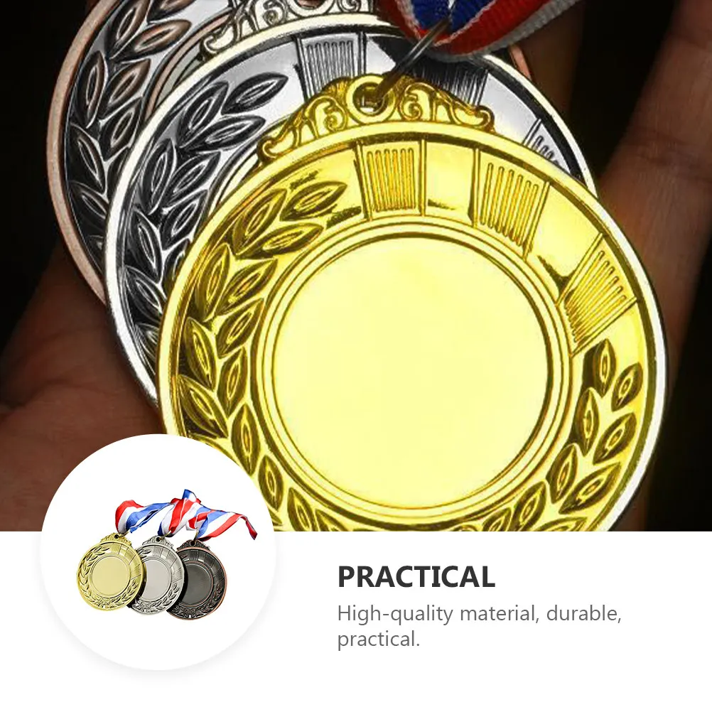 

3Pcs Complete Medal Set Gold Silver Bronze High-Quality Reward Medals for School Sports Event Achievement Trophy