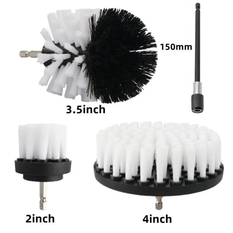 2/3.5/4'' Brush Attachment Set Power Scrubber Brush Car Polisher Bathroom Cleaning Kit with Extender Kitchen Cleaning Tools