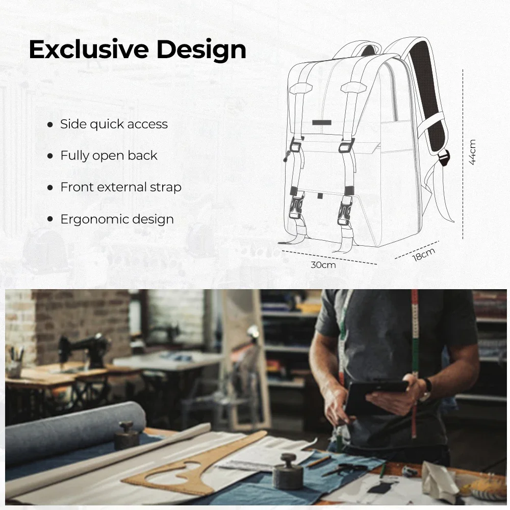 K&F CONCEPT Camera Backpack Camera Bag with Rain Cover Ergonomic Design for Outdoor Travel Photography Tripod Compatible