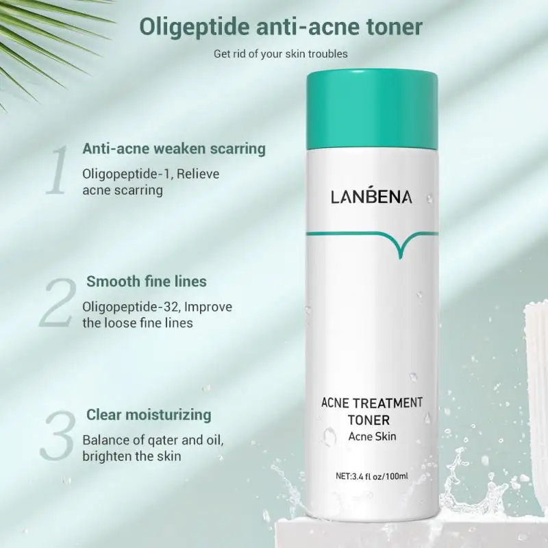 Lanbena-tônico facial hidratante e não reutilizado, adequado para pele com acne, pele com pele, 100ml