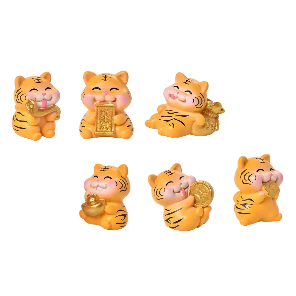 

6pcs Succulent Decor Tiger Shaped Bonsai naments for Garden Home Office Durable Colorful Realistic Fine