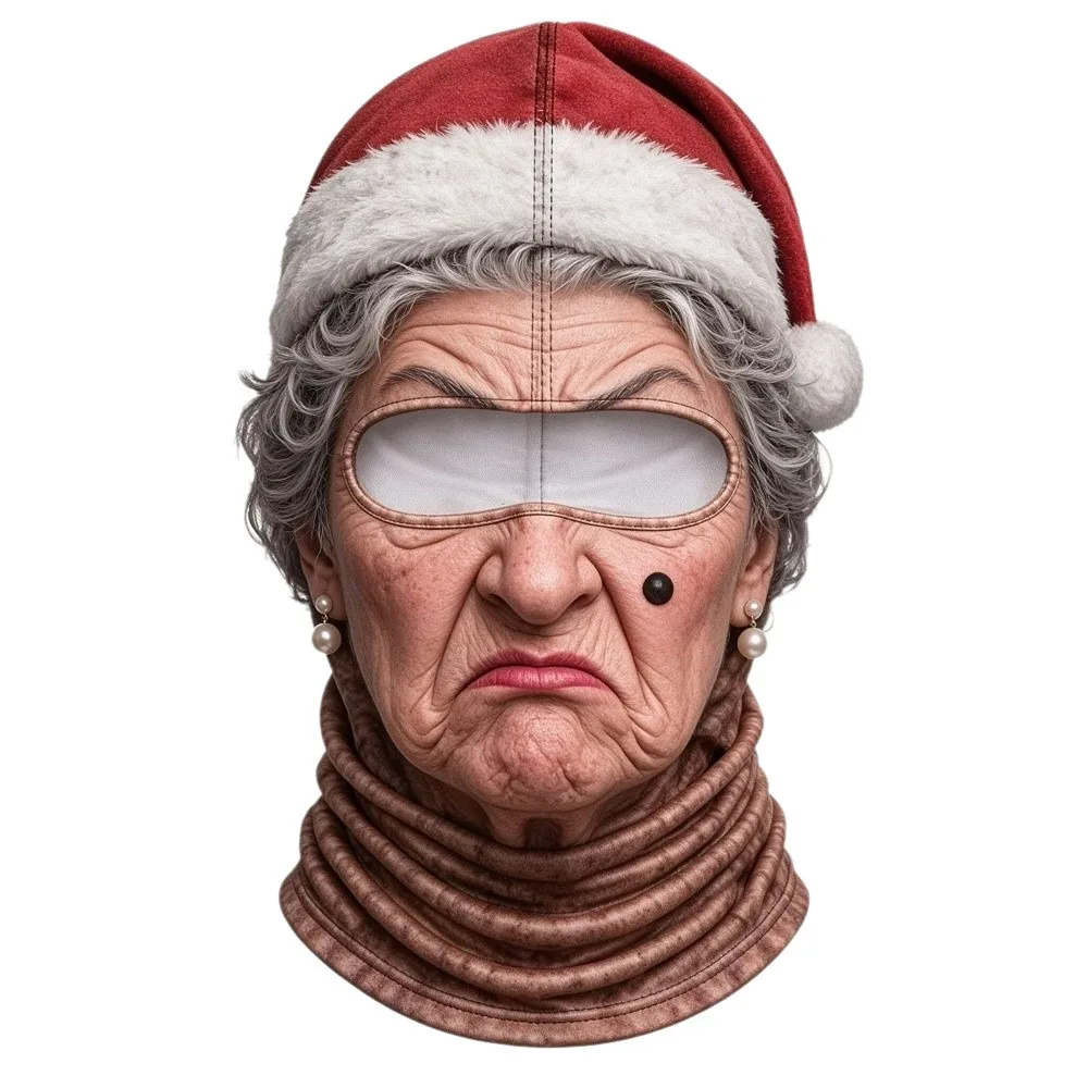 3D Face Printed Christmas Face Mask Full Coverage Elastic Winter Mask Cover Stretch Breathable Eye Hole Funny Ski Mask