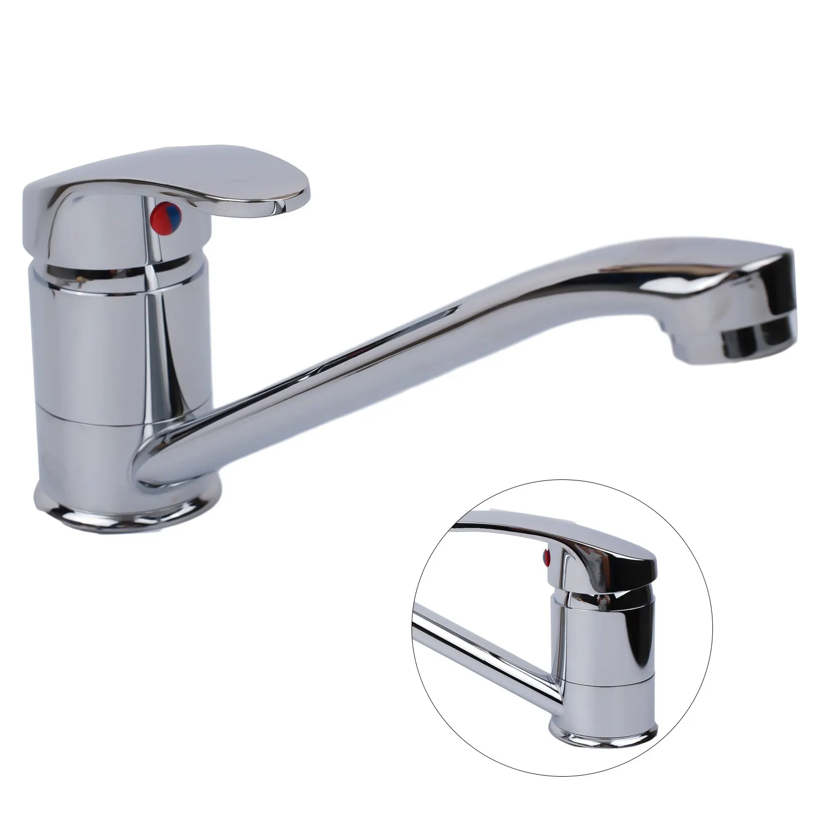 

Long Nozzle Kitchen Standing Faucet Bathroom Faucet Modern Polished Chrome Plated Single Handle Swivel Kitchen Tap