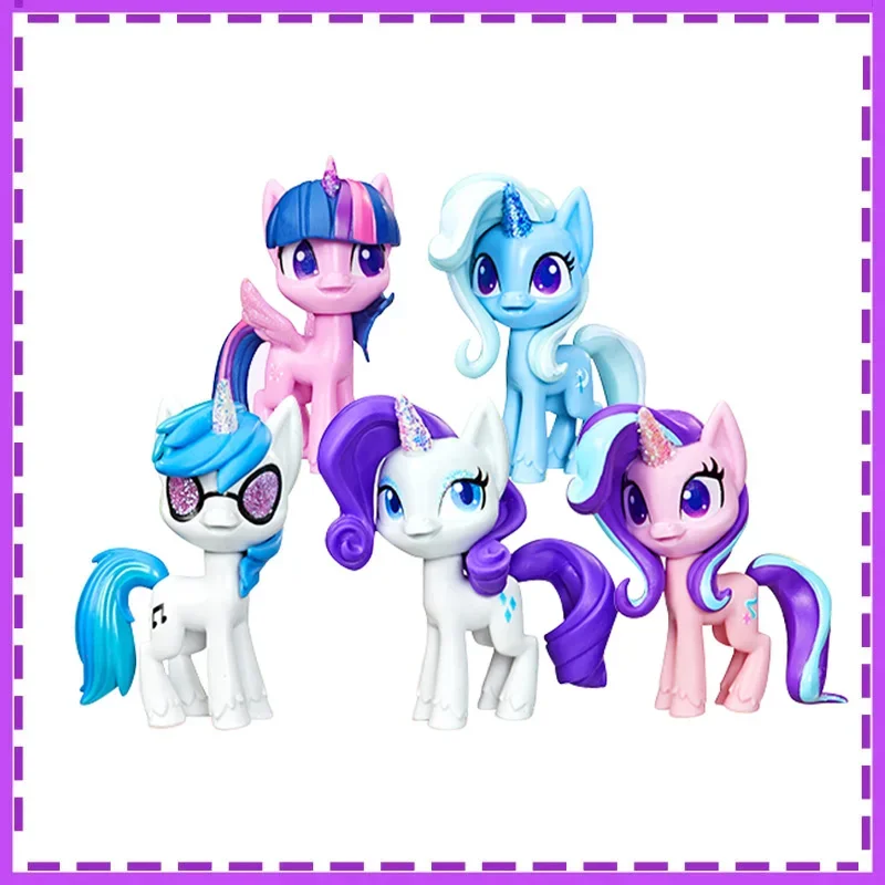 

Hasbro Anime My Little Pony Twilight Sparkle Rarity Pinkie Pie Trixie DJ3 Vinyl Scratch Shiny Pony Set Action Figure Model Toys