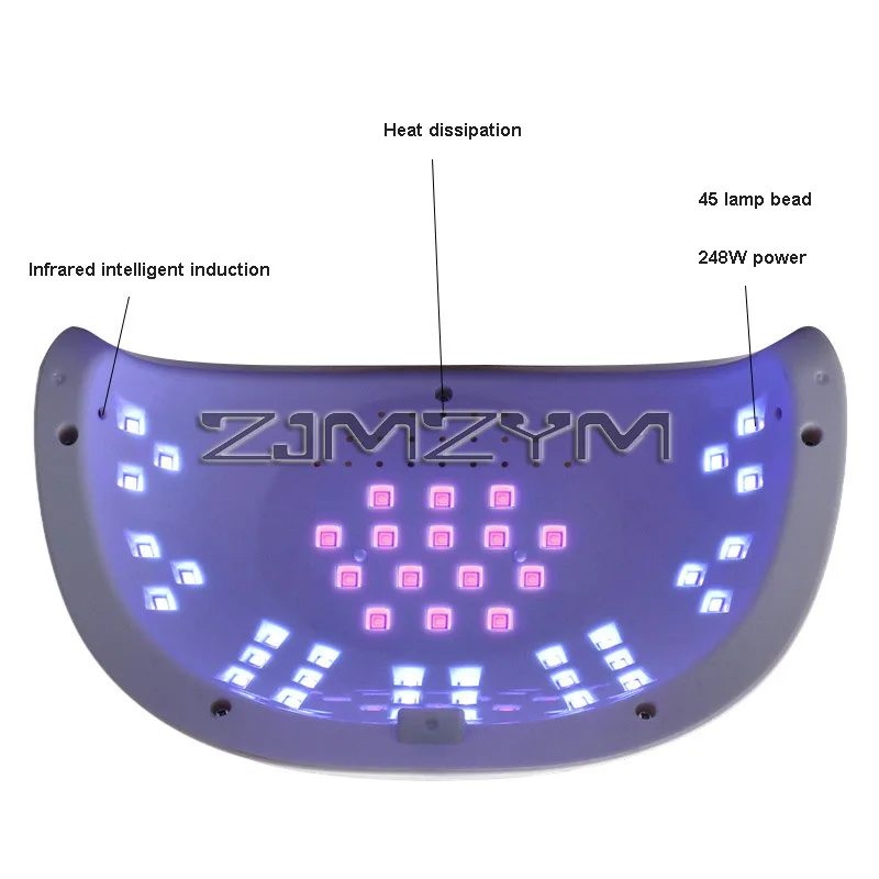 Secador de unhas de secagem rápida lâmpada LED UV Gel polonês secagem lâmpada, ferramentas de manicure, 248W