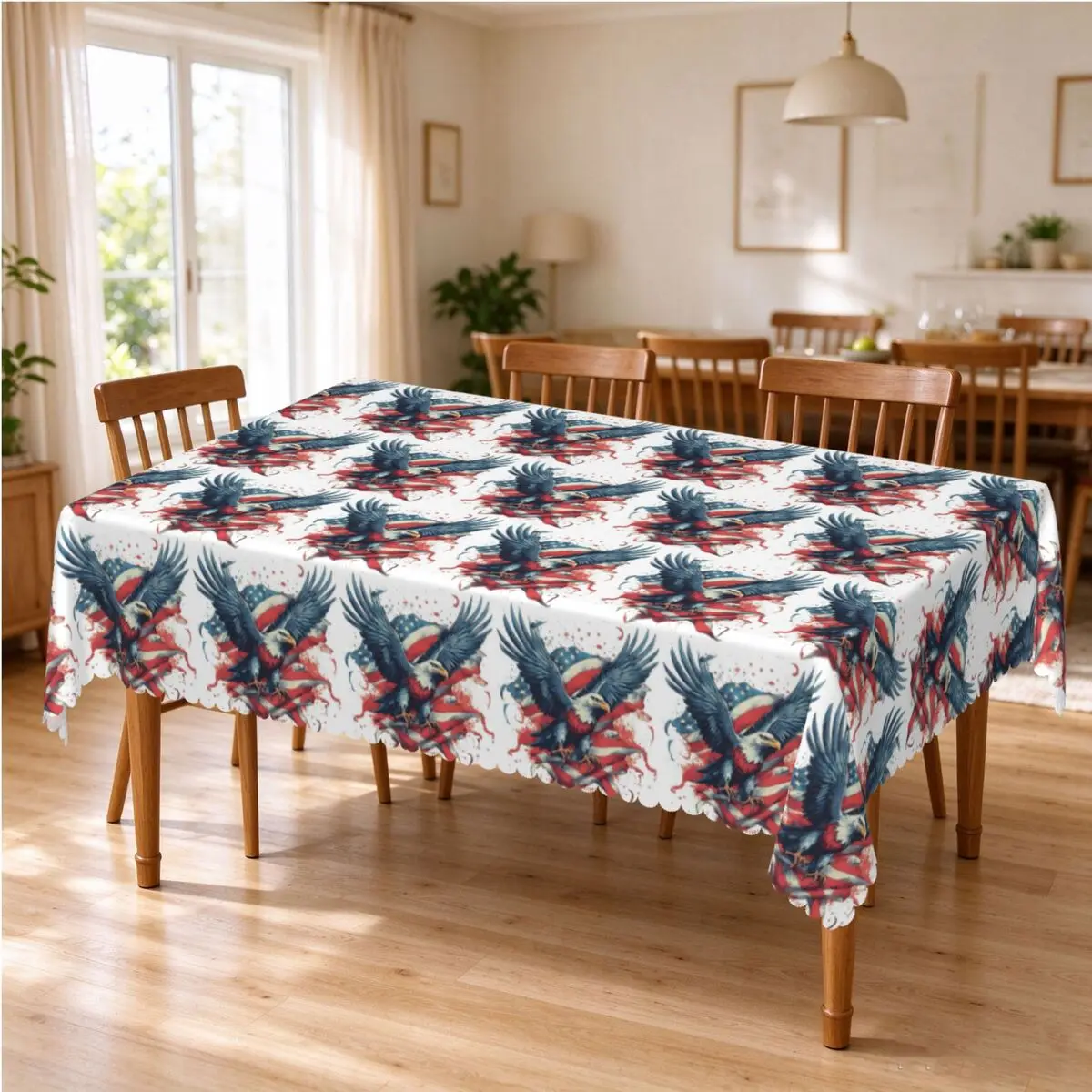 American Heritage Eagle With US Flag Wings Tablecloth Restaurant Kitchen Rectangular Tablecloth Festival Outdoor Table Cover
