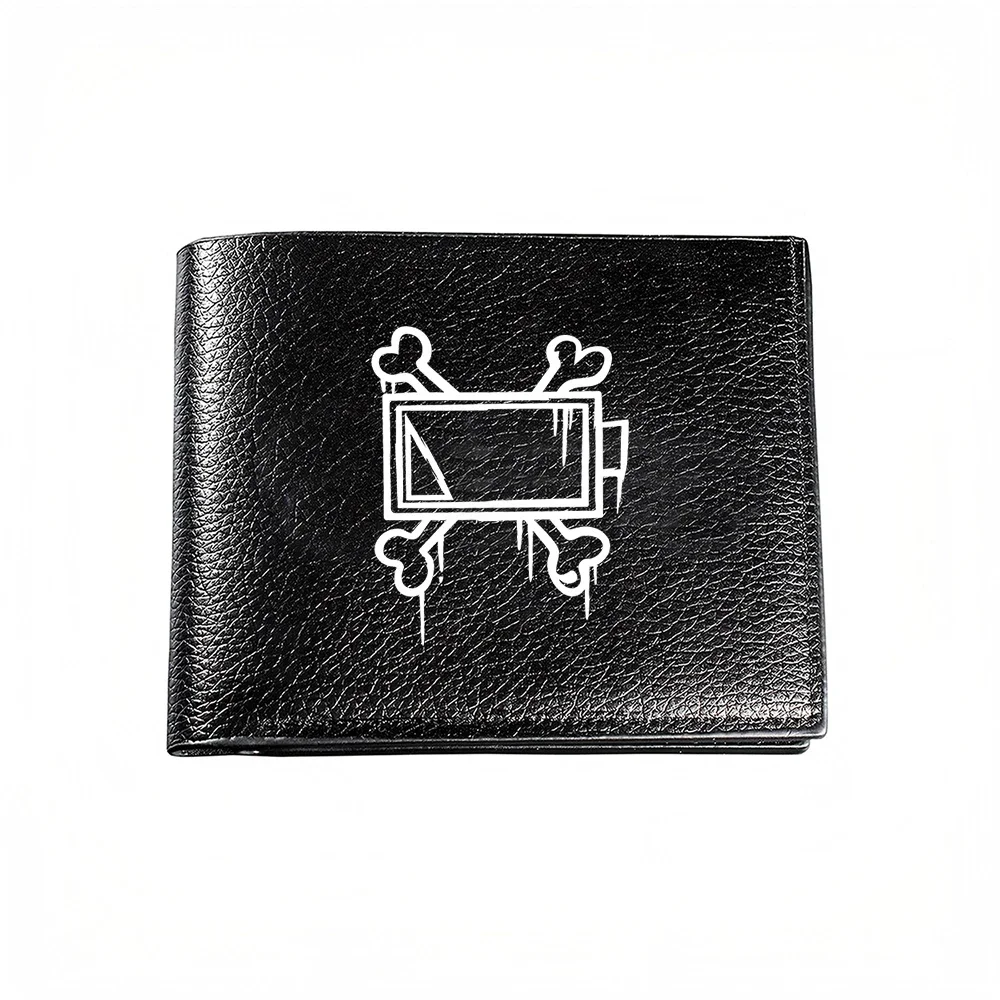 Crossbones And Rectangle Frame Design Men S Wallet Card Holder Casual Business Fashion Print Style