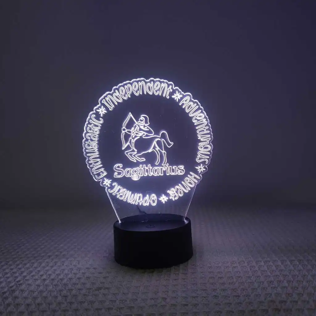 Customizable Sagittarius and 12 Zodiac Acrylic Colorful Night Light for Home Decoration and Birthday Gifts