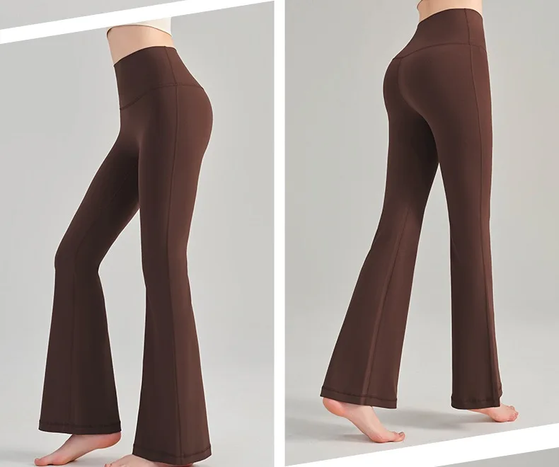 Hochwertige, ausgestellte Yogahosen für Damen, hochtaillierte, eng anliegende Sport- und Pilates-Hosen, die die Hüften betonen, Fitnesshosen, Yogahosen mit weitem Bein, Sportleggings. – Detail 6