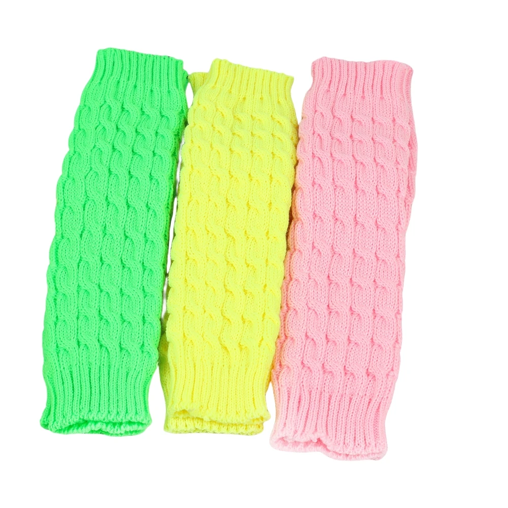 Women\'s Winter Warm Acrylic Cable Knit Leg Warmers 40cm Length Neon Colored Boot Cuffs for Fashion And Protection