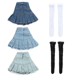 Ropa para muñecas 1/3 Falda plisada a la moda, chaleco Sexy, medias de encaje para muñecas de 60CM, accesorios para muñecas 1/6 Falda vaquera para muñecas de 30CM