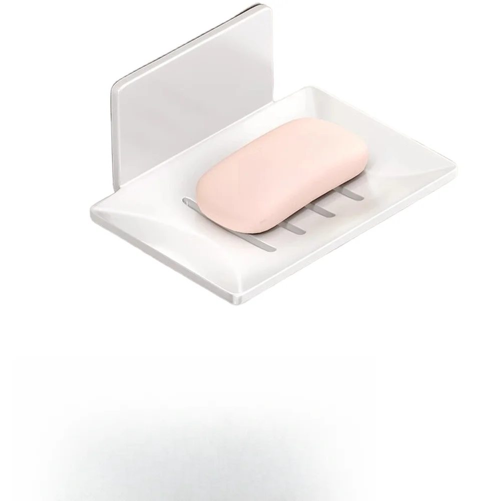 Wall Mounted Gray Soap Holder Made of Space Aluminum No Drilling Required Bathroom Soap Dish with Drainage and Vent Holes