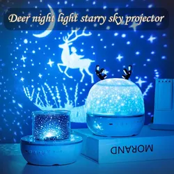 Deer LED Night Light Starry Sky Projector Child Bluetooth Music Player Rotated Romantic Projection Lamp Birthday Gifts