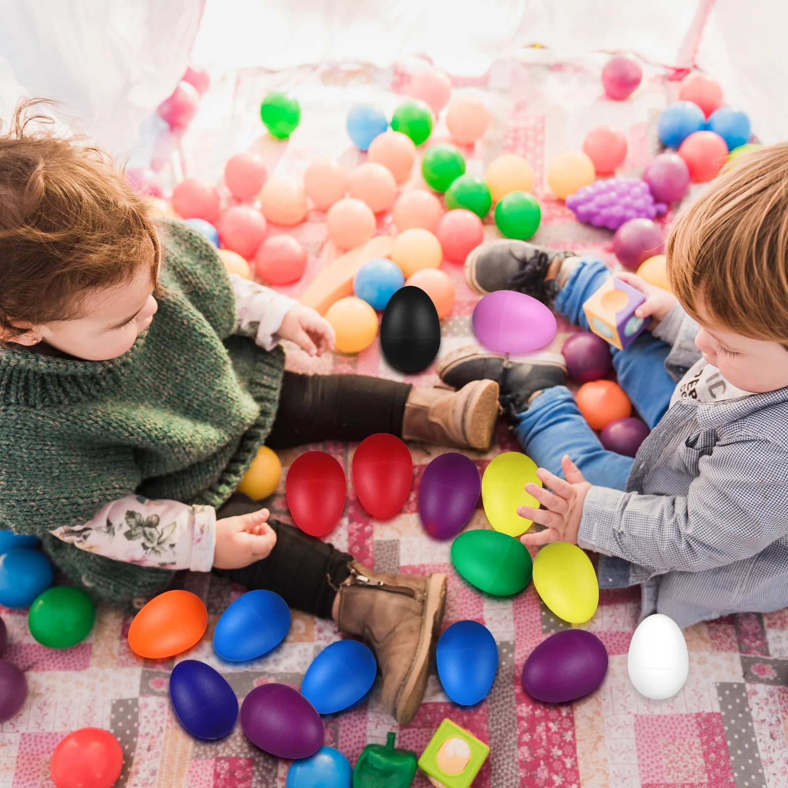 20 Uds bolas de arena de plástico instrumentos musicales juguetes bebé Maracas sonajeros de percusión de mano niños huevos preescolares niño