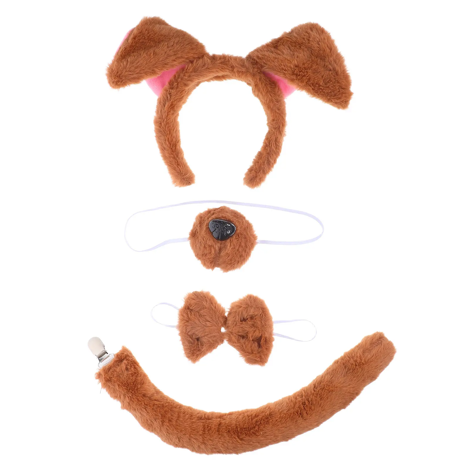 4Pcs Adorable Dog Ears Headband Set with Wire Ears for Women Girls Cosplay Party Halloween Festival Dress Up Animal Ear
