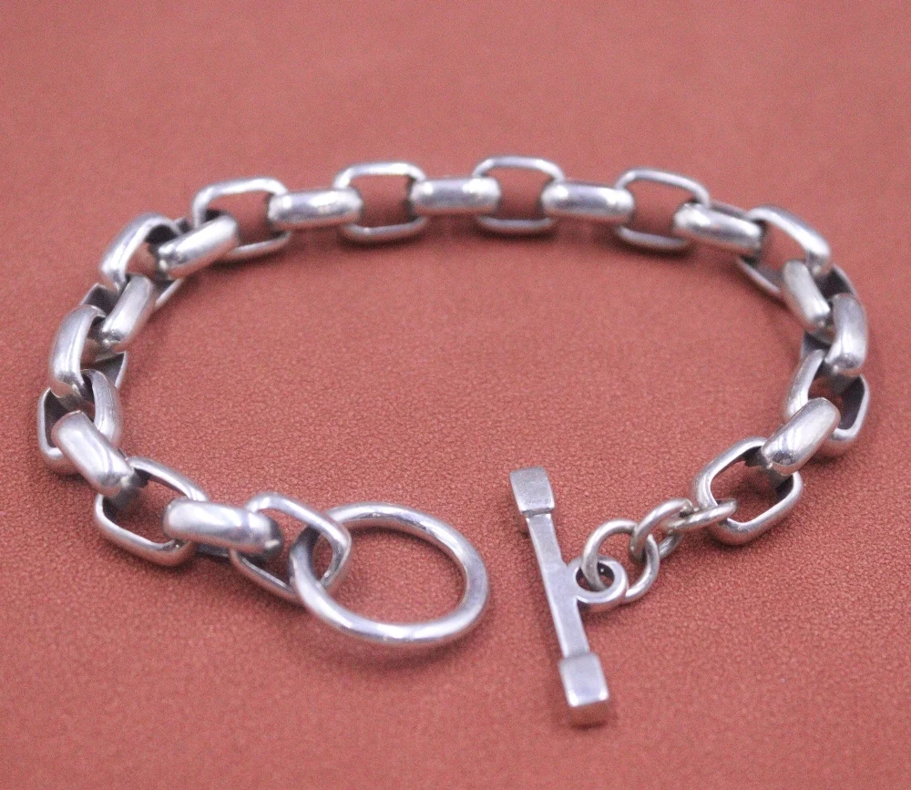 

Real Solid 925 Sterling Silver Chain Men Women Lucky Square Cable Link Bracelet 39-40g