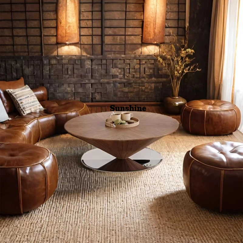 Italian minimalist suspended coffee table, living room household medieval round coffee table