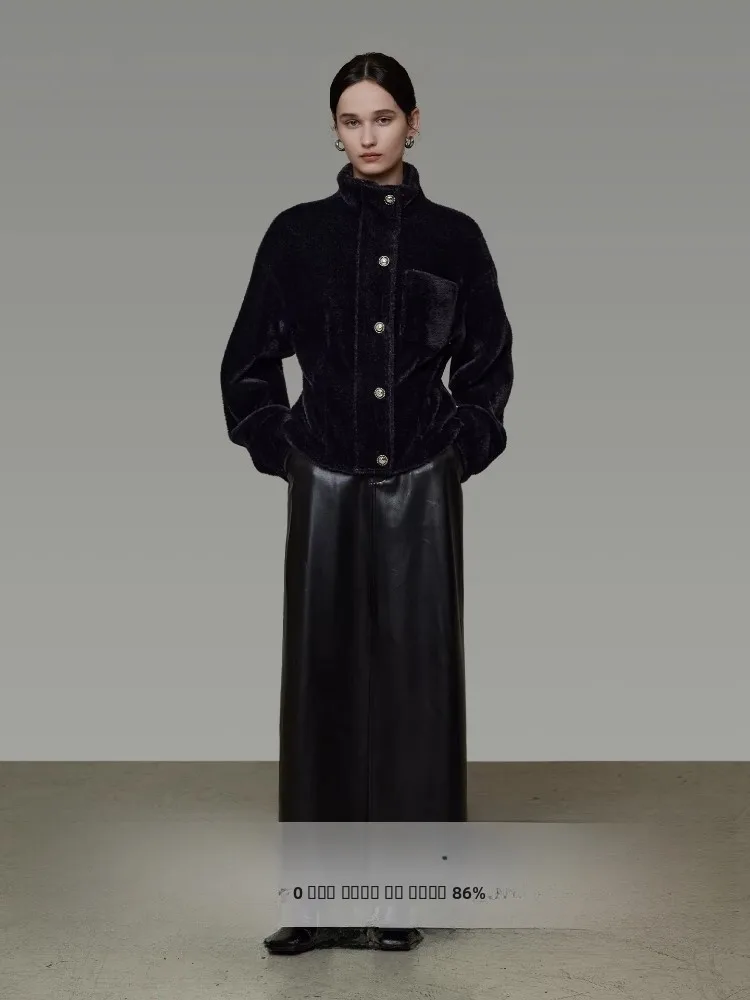 

Ретро-юбка из кожи прямого кроя для женщин, простая, с высокой талией, утягивающая, осенне-зимняя, новая, для повседневной носки, без стрейча