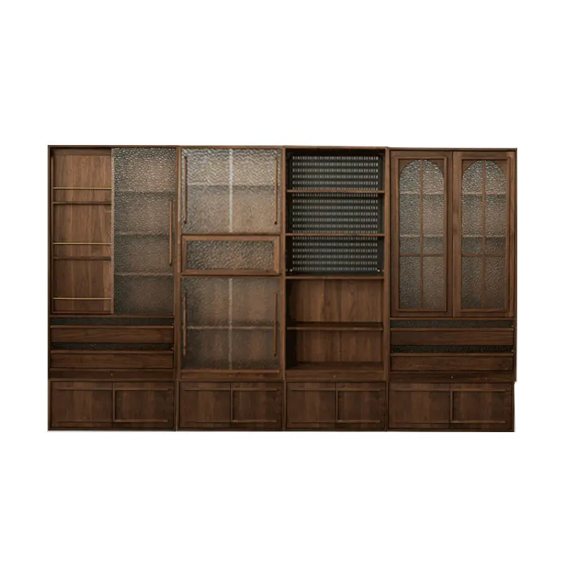 

North American whole wall card seat bookcase integrated to the top cherry wood bookshelf living room locker