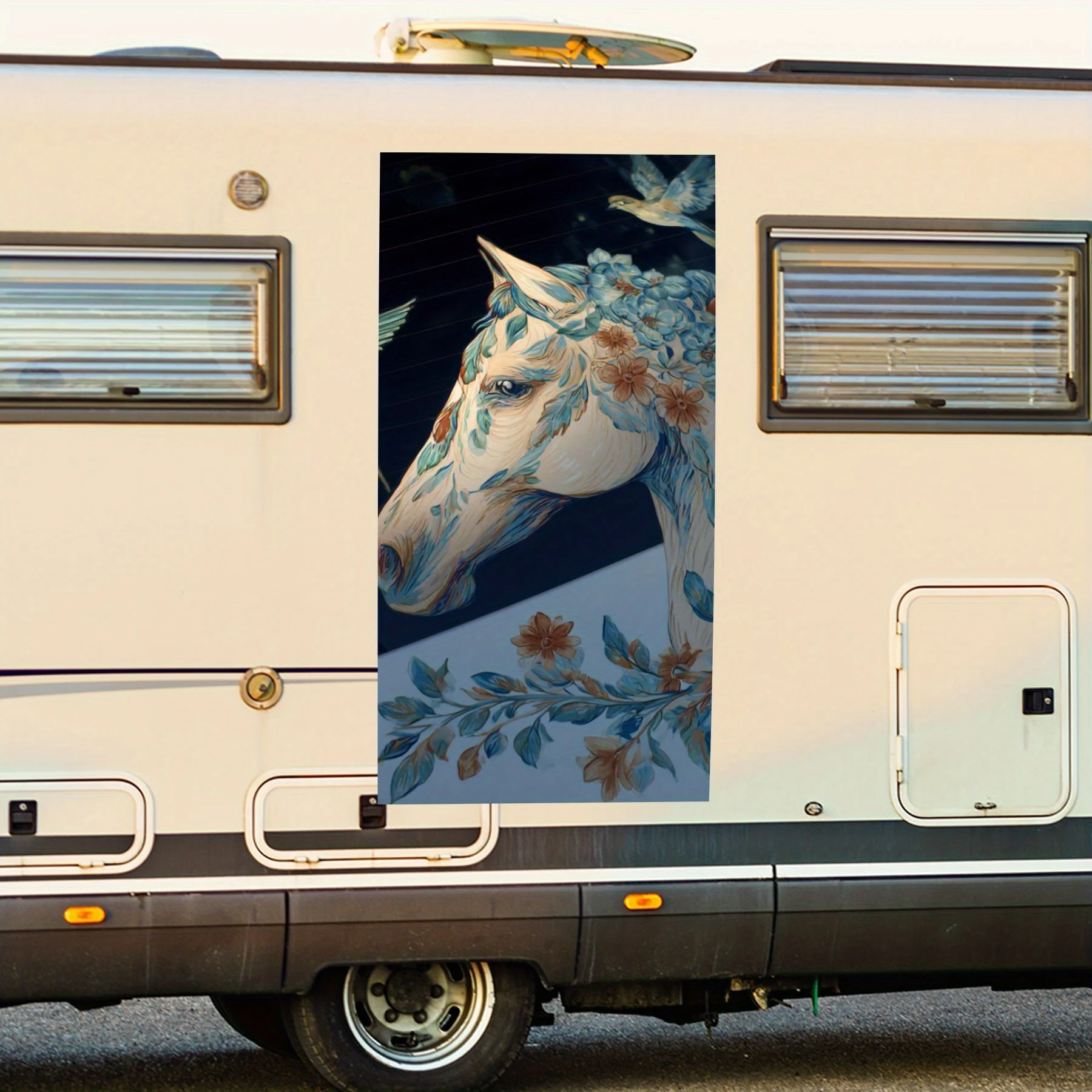 

Виниловая наклейка Horse w для задней части автофургона, водонепроницаемые самоклеящиеся виниловые наклейки для хвоста и бампера RV, украшение - защита RV V