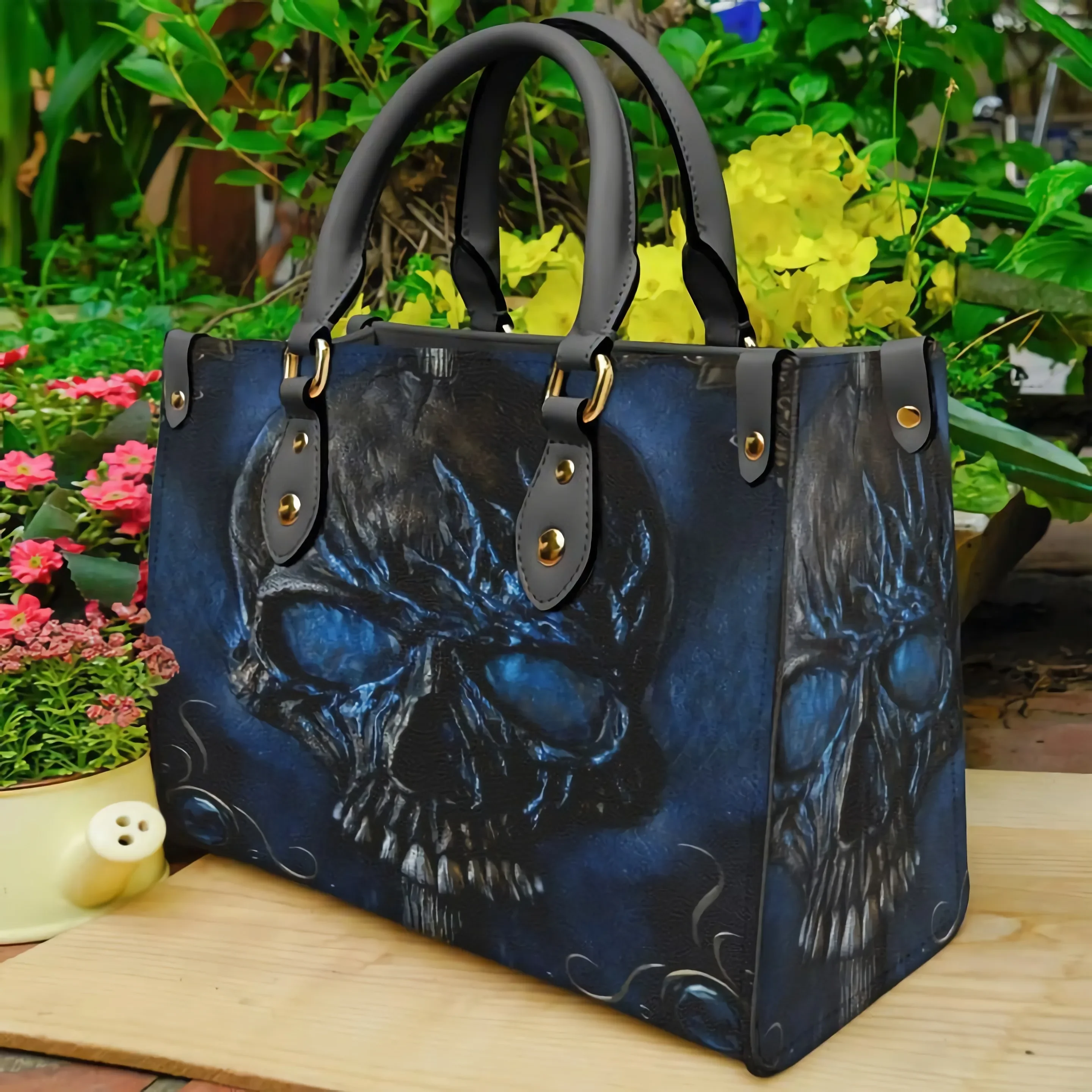 

Blue Skull Leather Bag Handbag Purse for Women Fashion Small Casual Tote Luxury Shoulder Messenger Bolsa Female Top-handle Sac