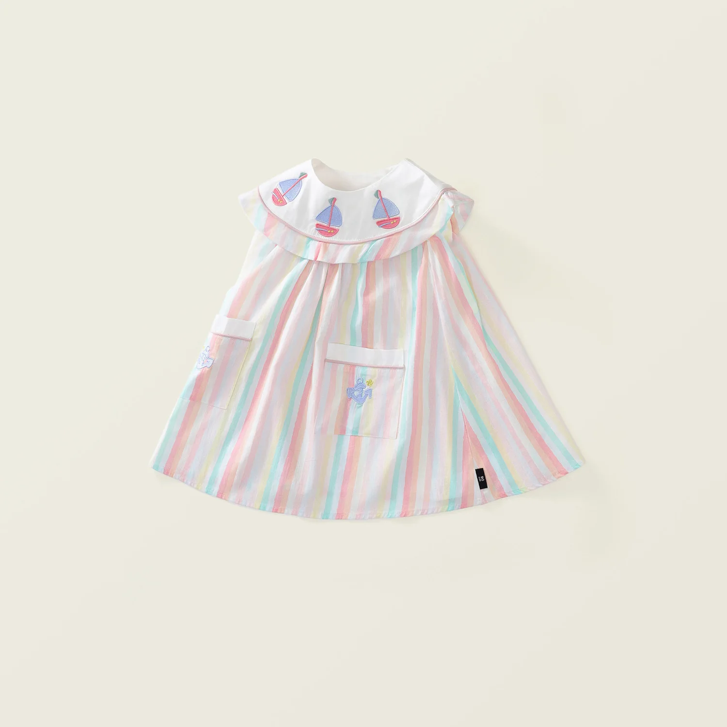 Girls Embroidered Sundress Summer Multi Color Stripes Sleeveless Dress Japanese Korean Style Kids Dresses Girls Clothes