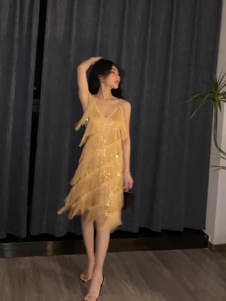 

Черно-красные платья с бахромой и блестками, платье на подтяжках, сценическая одежда, Vightclub, вечерние танцевальный костюм, купальник с кисточками, короткая юбка, сексуальная