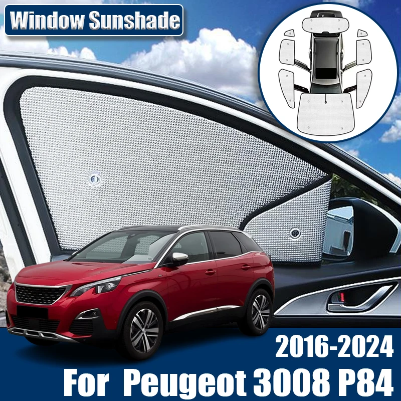 Car Anti-UV Visors For Peugeot 3008 Accessories P84 2016~2024 2017 2018 Sunshades Windshield Sun Blind Cover Interior Auto Parts